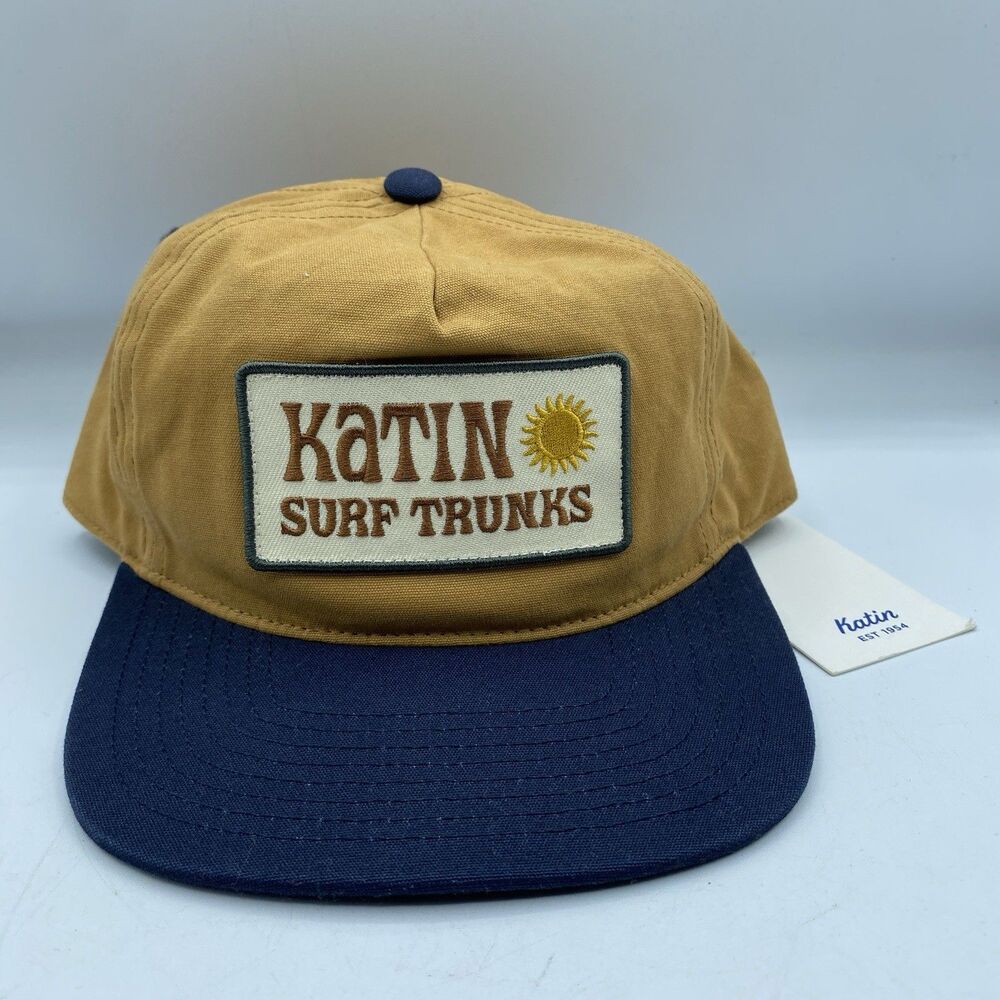 Katin Surf Trunks Hat Snapback Adjustable Brown Blue Cap Surf Outdoor Logo NWT
